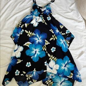 Floral Blue and Black Women's Skirt